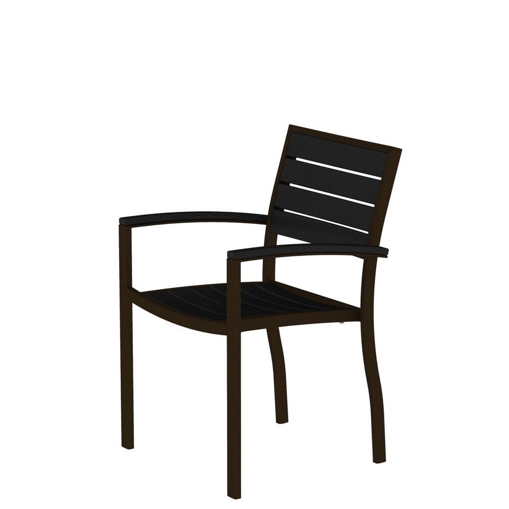 Bronze Black Aluminum Outdoor Dining Chairs Patio The Euro Textured Bronze Patio Dining Arm Chair With Black Slats