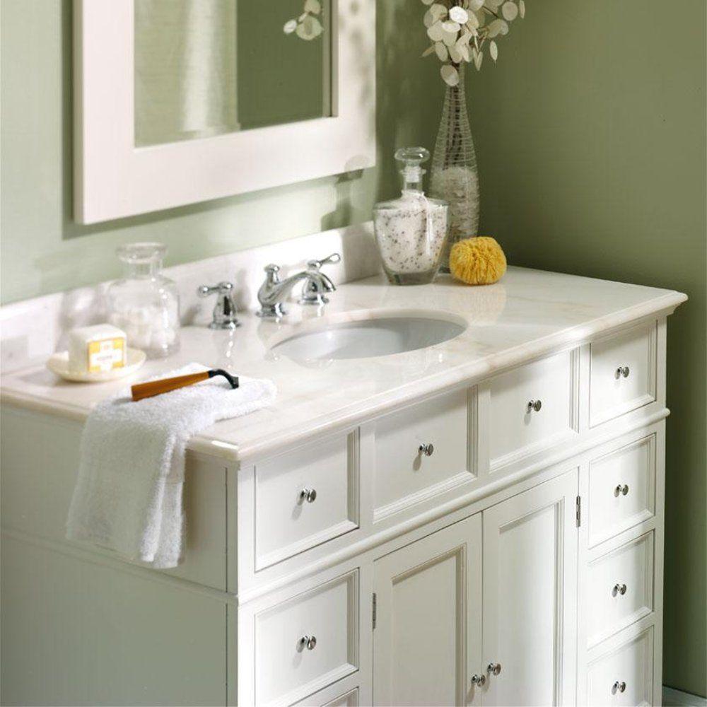 White With Natural Marble Vanity Top, 44 Inch Vanity With Sink