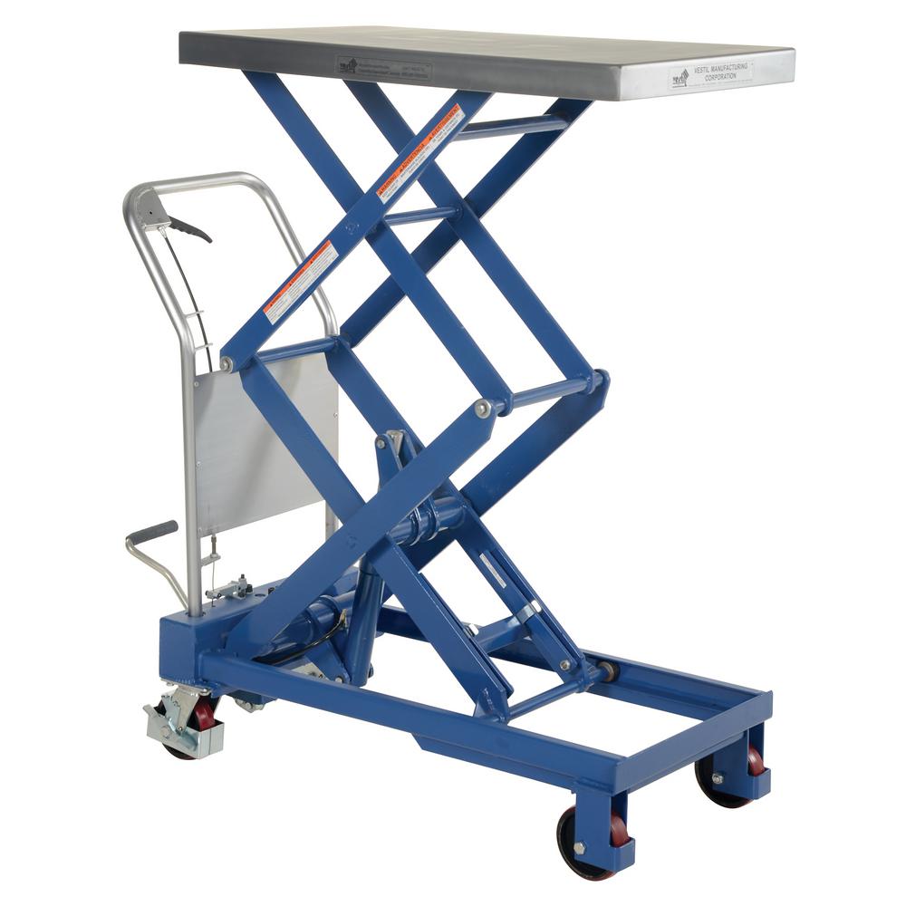 Vestil 800 lb. Capacity 35.5 in. x 20 in. Double Hydraulic Cart-CART ...