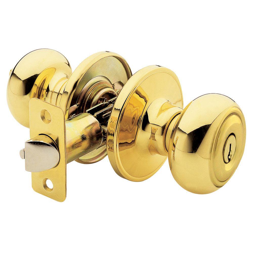 Best Rated Br Metal Faultless Door Hardware Fancy Mushroom Polished Br Keyed Entry Door