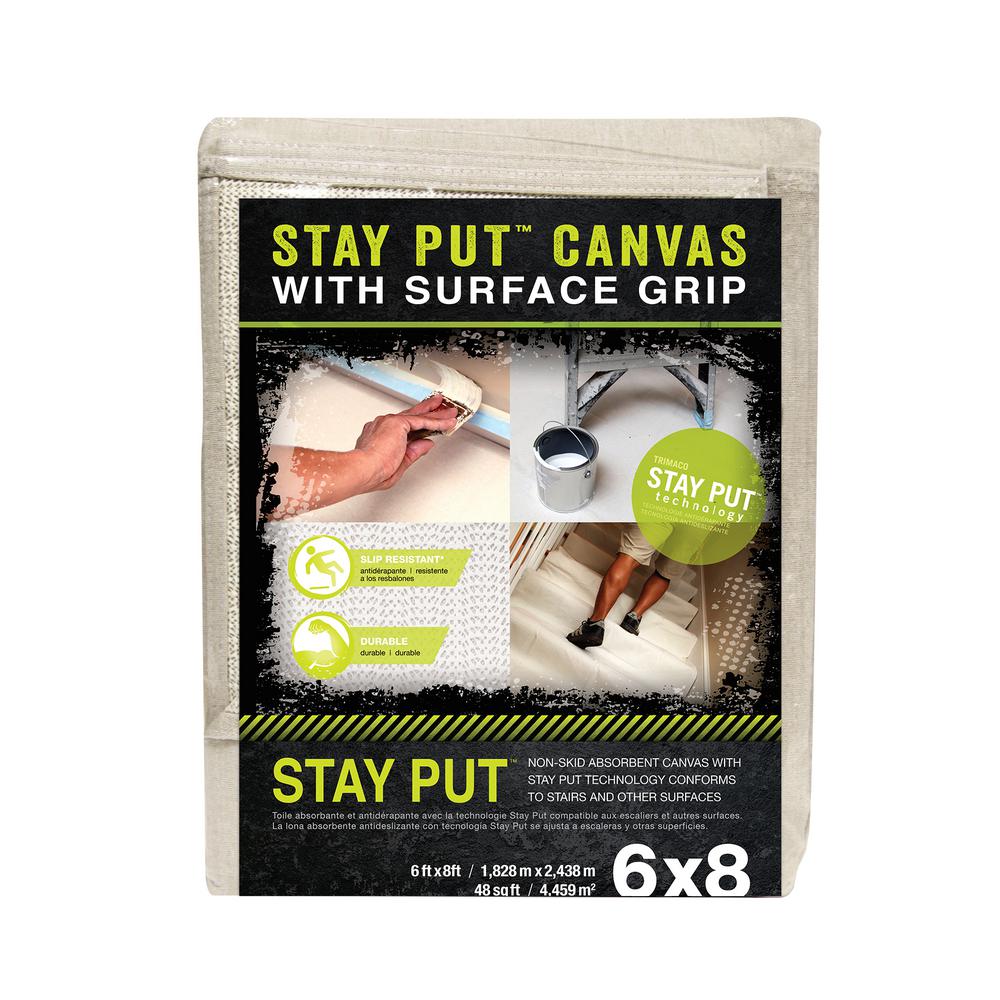 Stay Put 6 ft. X 8 ft. Surface Grip Canvas Drop Cloth04319 The Home