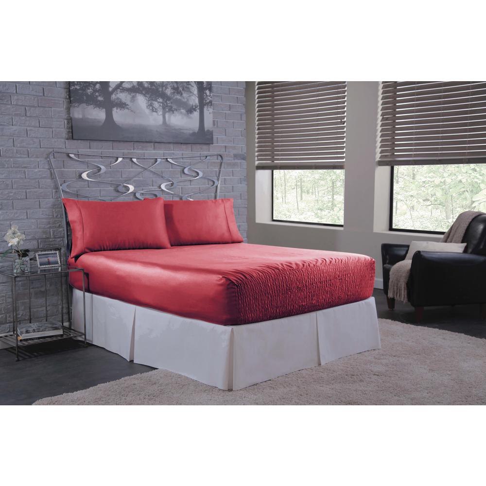 Bed Tite Satin Bed Tite 4 Piece Burgundy Solid 300 Thread Count