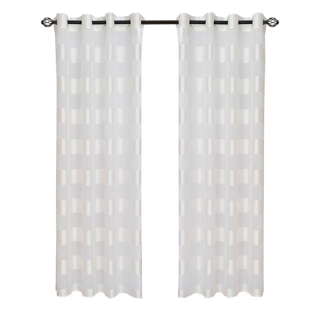 Lavish Home White Sofia Grommet Curtain Panel, 84 in. Length6384T096