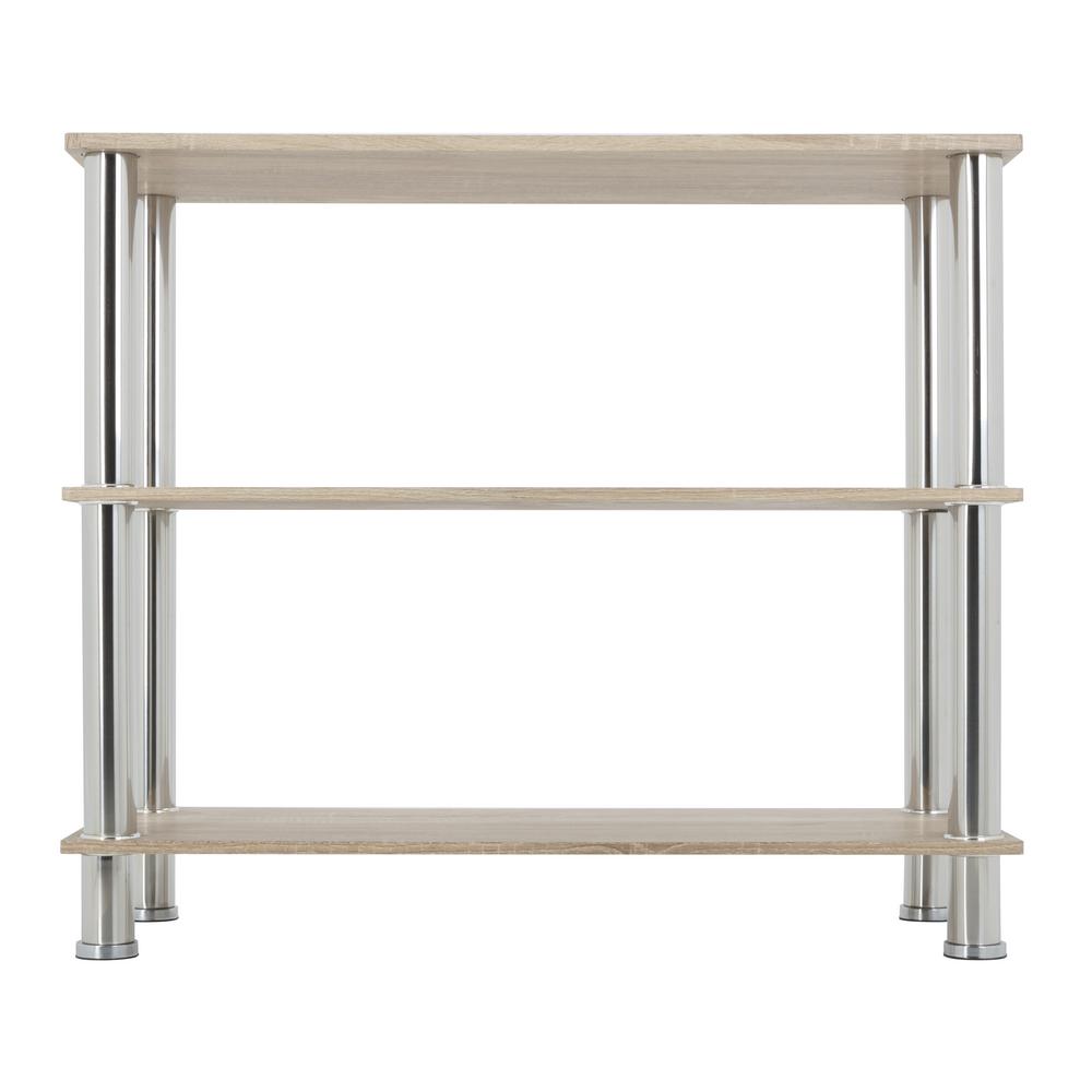 AVF Whitewashed Oak and Chrome Wide 3Tier Shelving UnitS13OWA The