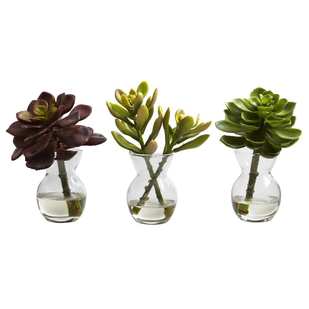 Nearly Natural Succulent Arrangements Set Of 3 4954 S3 The