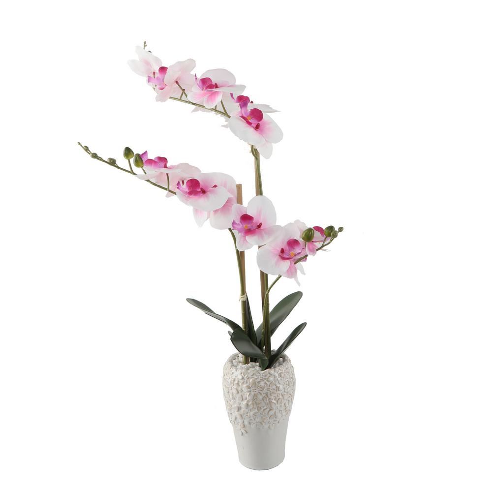pink-green 13/"//32 cm Plastic Orchid ZEHRA in bale of soil Artificial Orchid