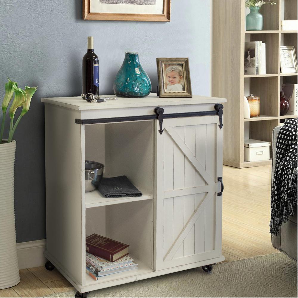Os Home And Office Furniture Distressed Antique White Sliding Barn