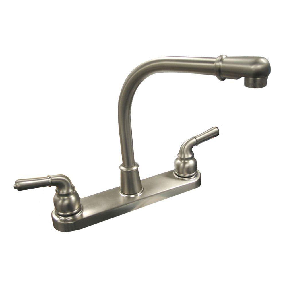 Dominion 2 Handle Standard Kitchen Faucet With Swivel Aerator In Dominion 2 Handle Standard Kitchen Faucet With Swivel Aerator In Brushed Nickel 77 2891 The Home Depot