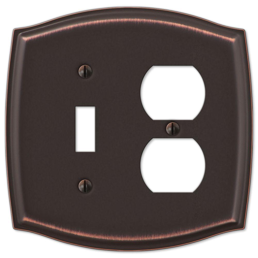 Hampton Bay Sonoma 1 Toggle and 1 Duplex Combination Wall Plate Aged