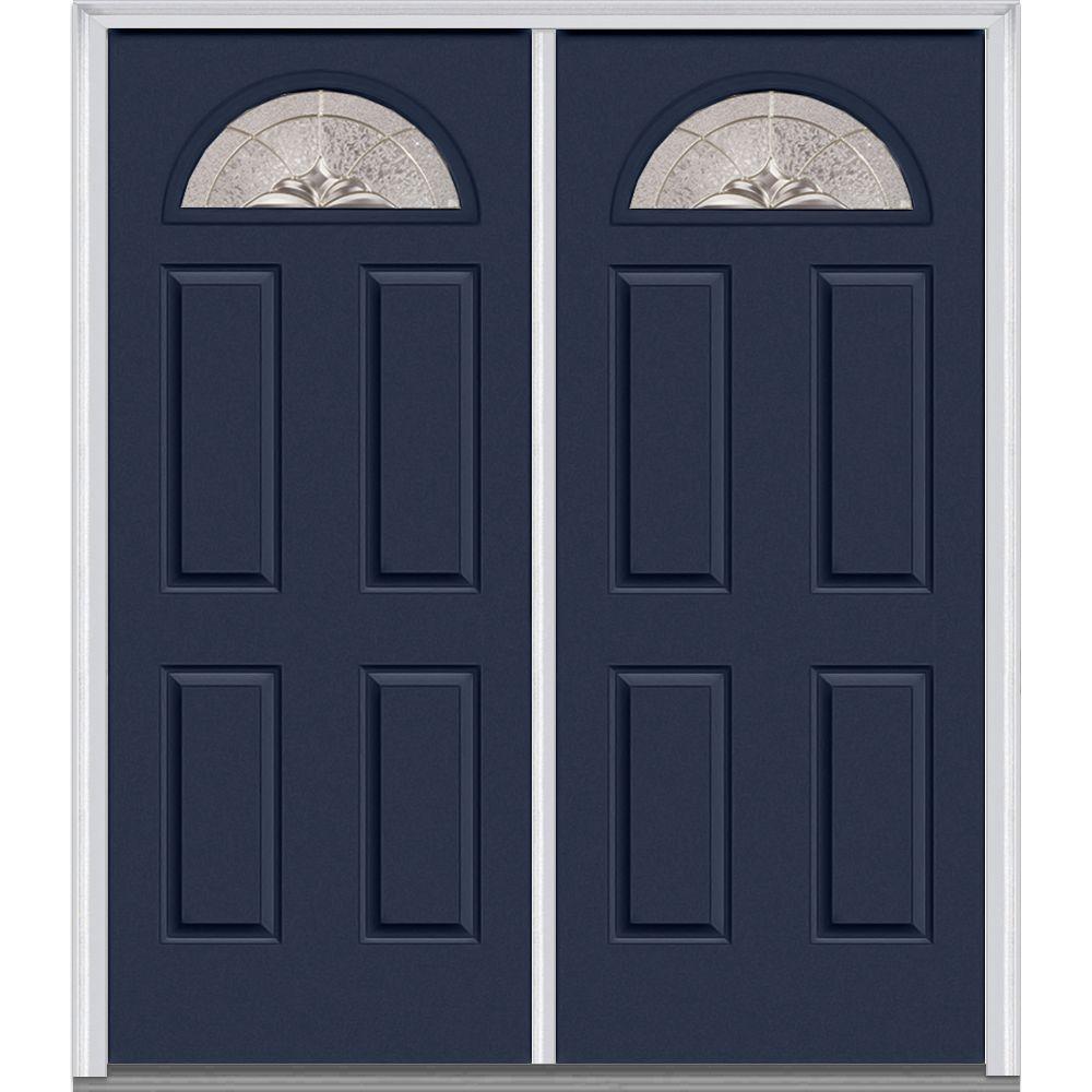 4 Panel 72 X 80 Double Door Steel Doors Front The 72 In X 80 Heirloom Master Right Hand Inswing Fan Lite Decorative