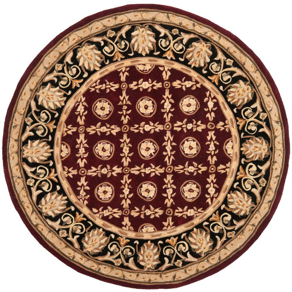 Safavieh Naples Burgundy/Black 6 ft. x 6 ft. Round Area RugNA521B6R The Home Depot