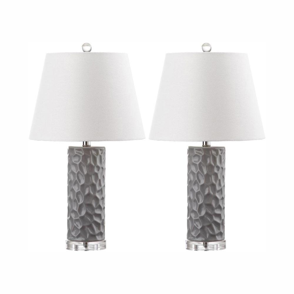 Safavieh Dixon 23.5 in. Gray Texture Table Lamp with Off White 