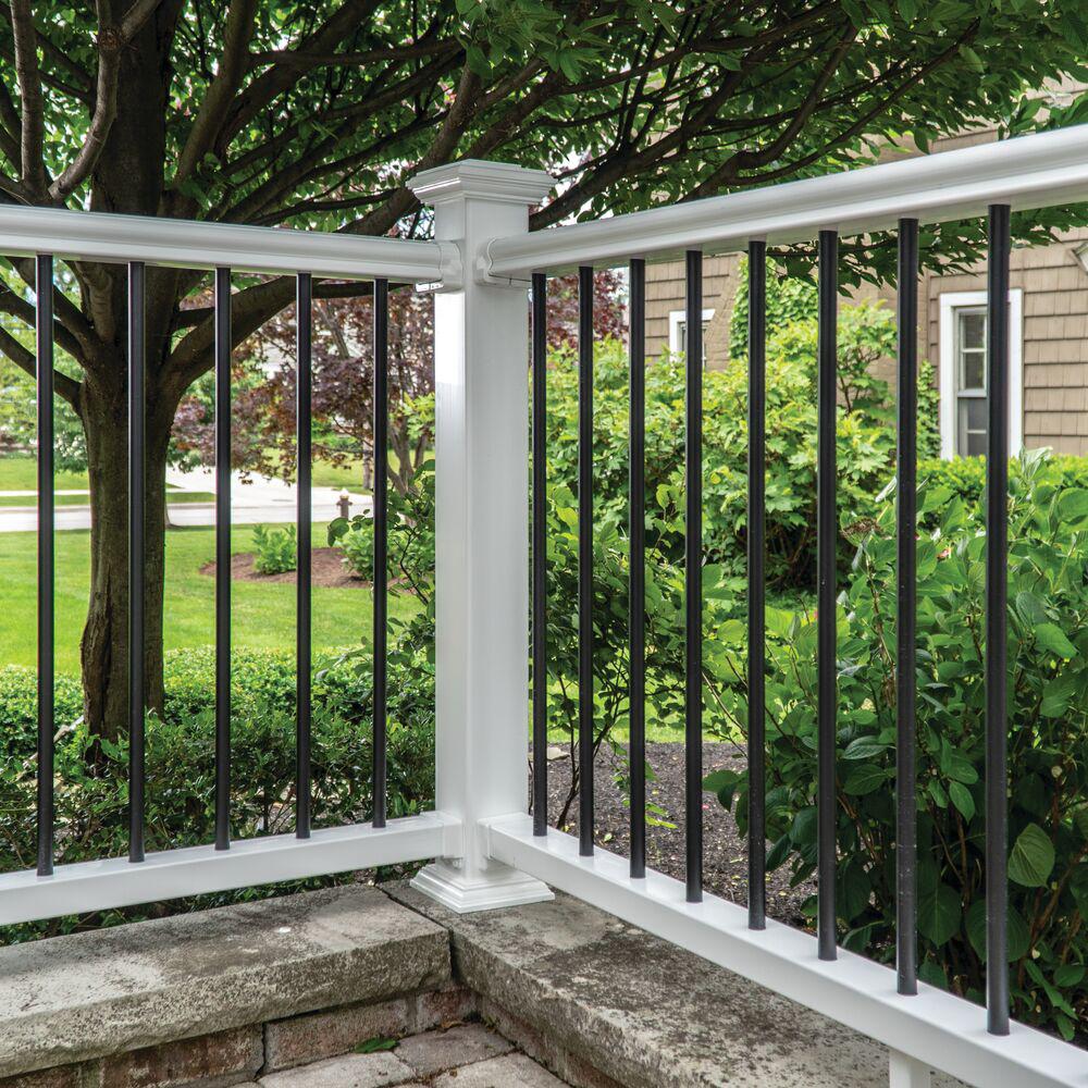 White Vinyl Rail Kit With Black Metal Balusters Veranda Traditional 8 Ft X 36 In Building Materials Bonsaipaisajismo Building Supplies