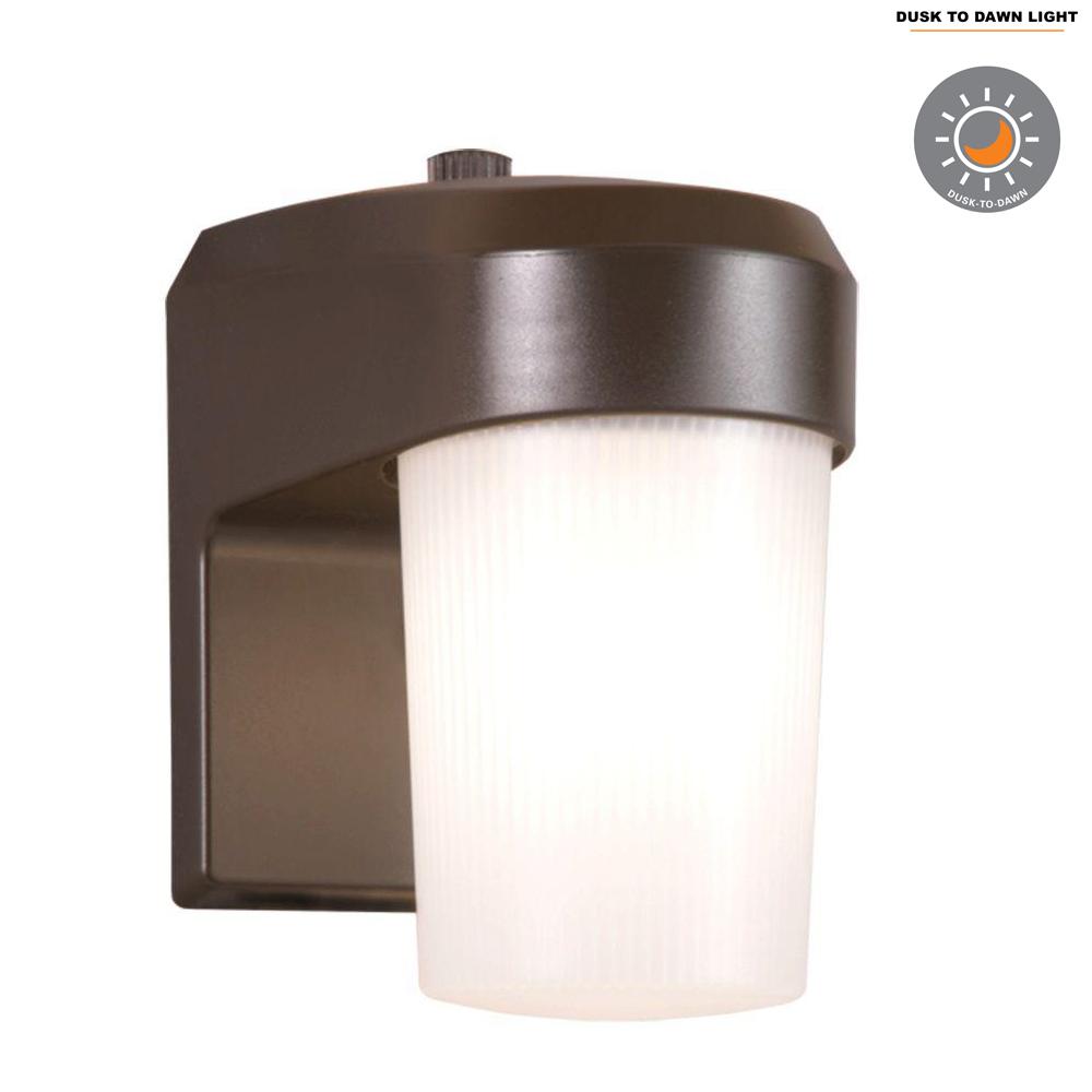 Halo 13-Watt Bronze Outdoor Fluorescent Entry Light Sconce with Dusk to ...