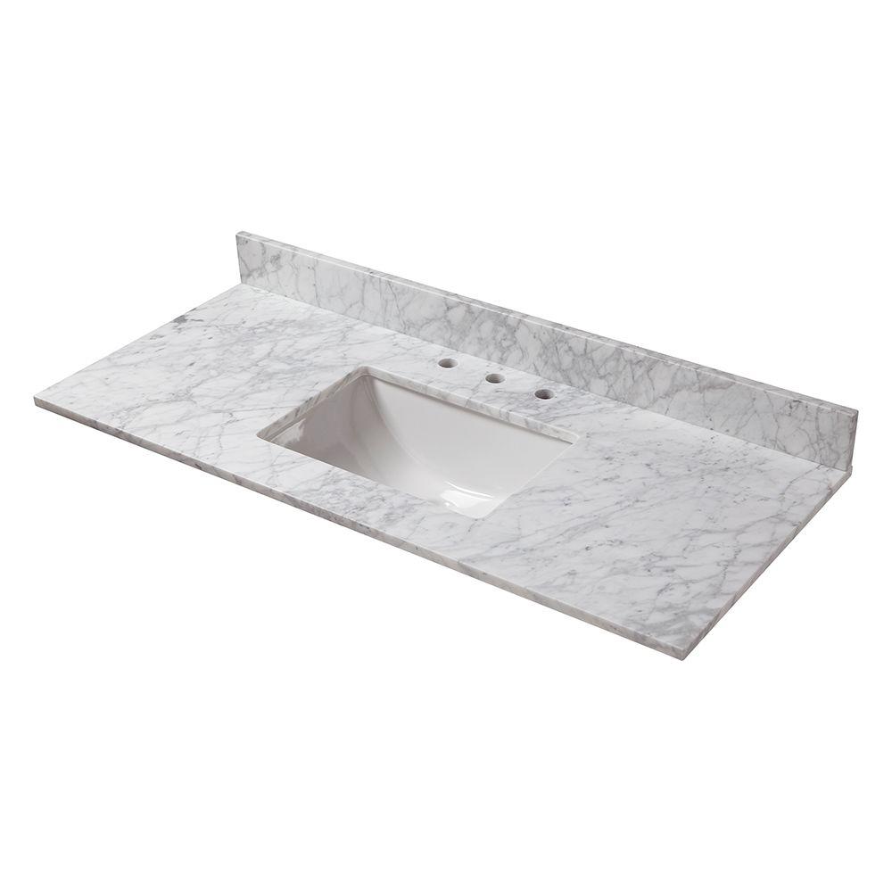 Bathroom Vanity Tops Vanities The Home Depot 49 In W Marble Vanity Top Carrara