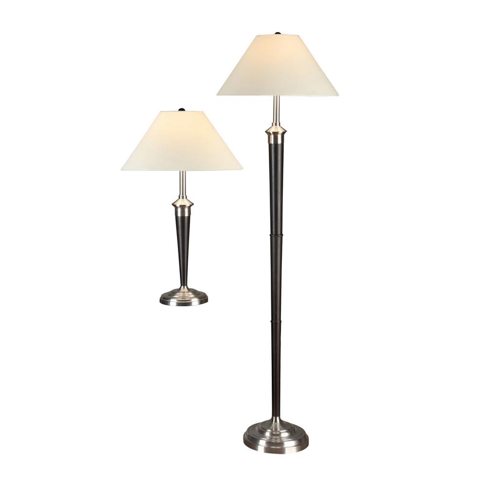 Artiva Classic Cordinates31 In Table And 71 Espresso Brushed Steel Floor Lamp 2 Piece