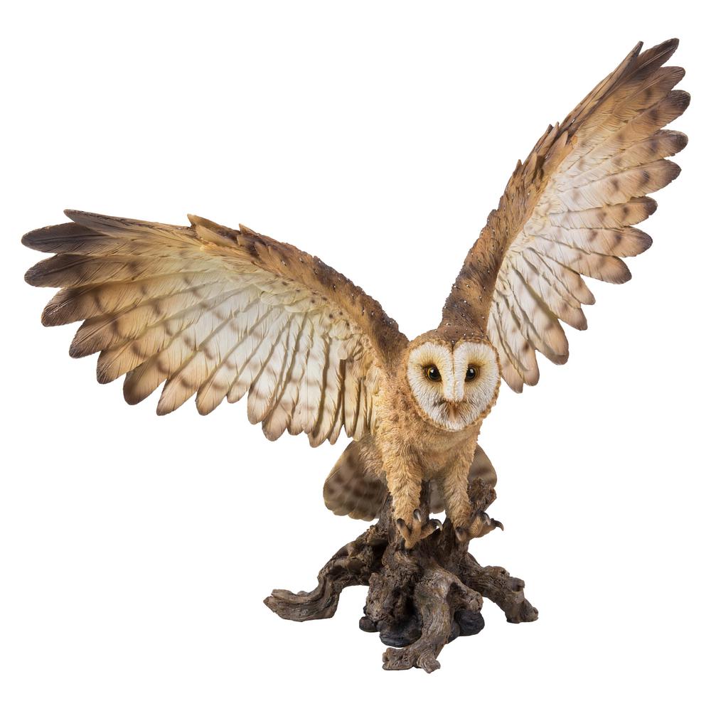 Hi-Line Gift Eagle Owl on Branch with Wings Out Statue
