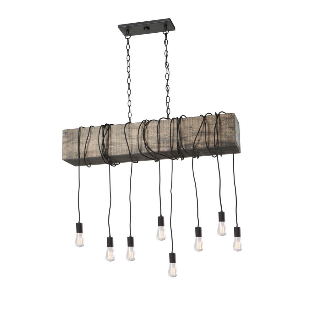 Unbranded Farmhouse 8Light Matte Black Island Light Chandelier