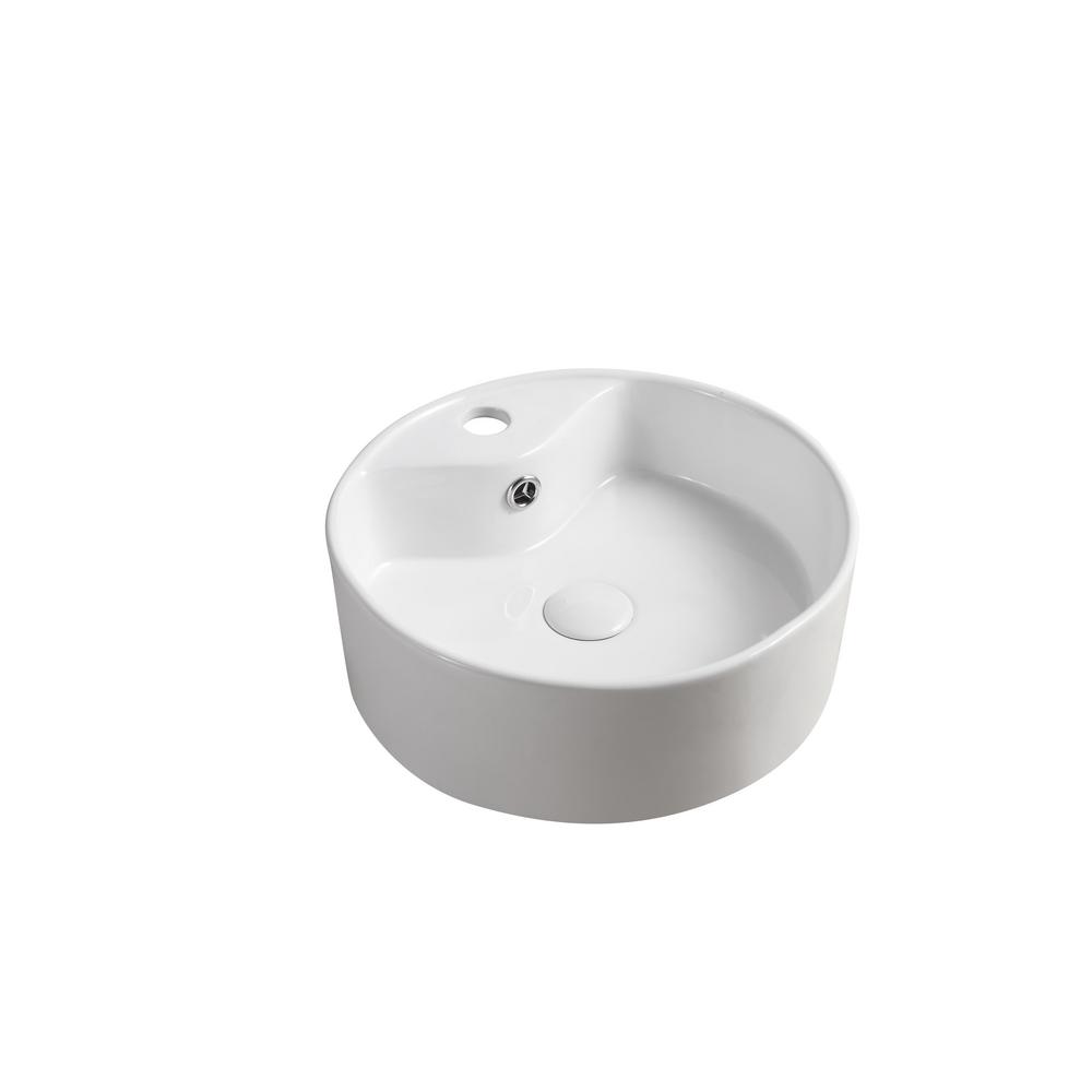 Elanti Vessel AboveCounter Round Bowl Bathroom Sink in WhiteEC9869