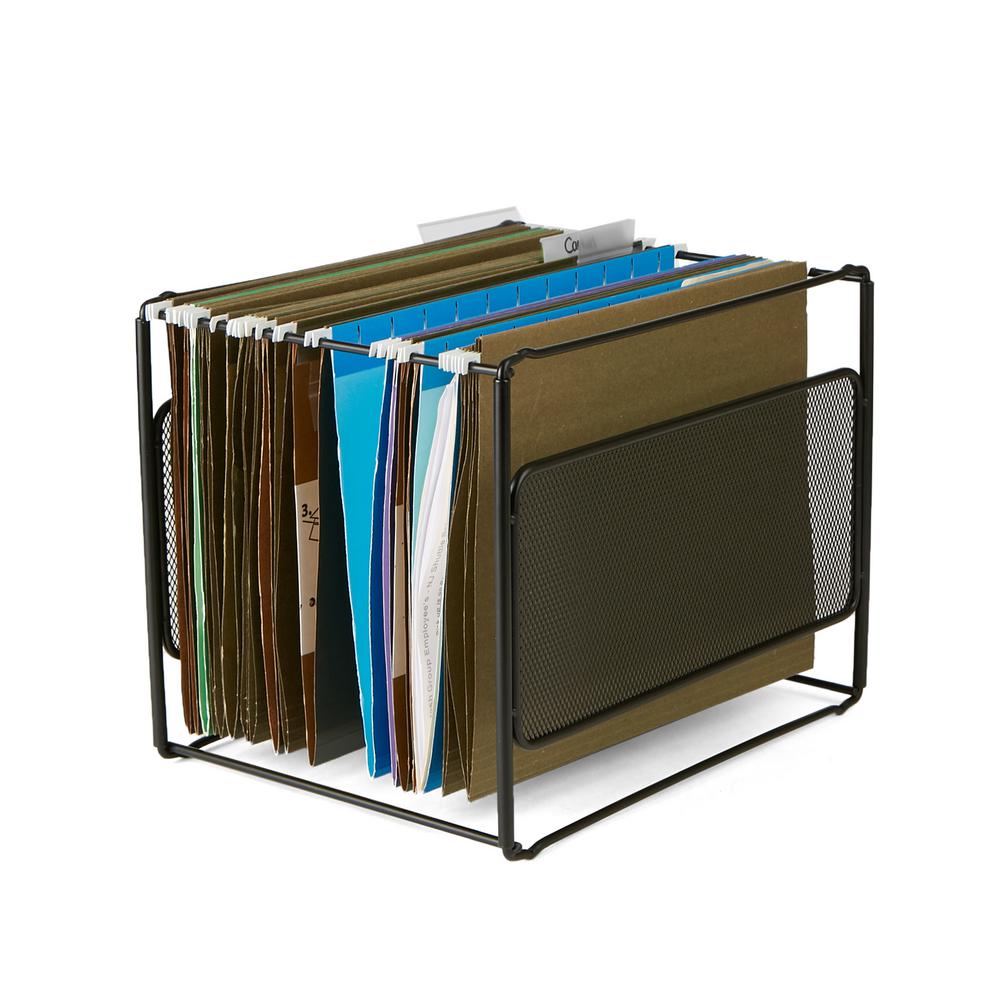 Mind Reader Metal Mesh Hanging Folder File Organizer in BlackBOXFILE