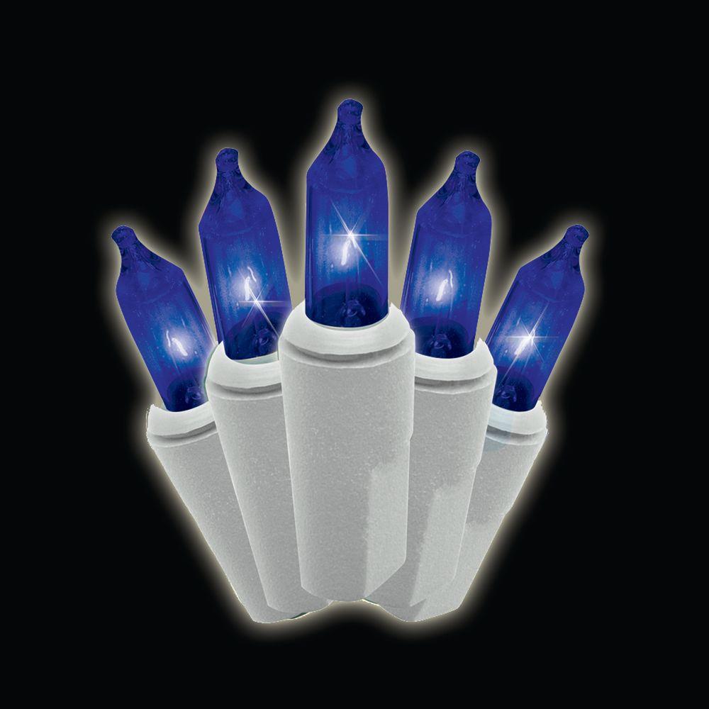 Professional Series 100-Light Blue Mini Light Set with White Wire (Set