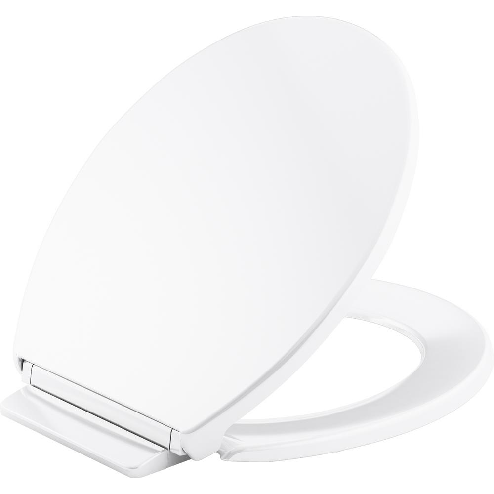 Kohler Highline Quiet Close Round Closed Front Toilet Seat In White K 22204 0 The Home Depot - Kohler Toilet Seat Replacement Home Depot
