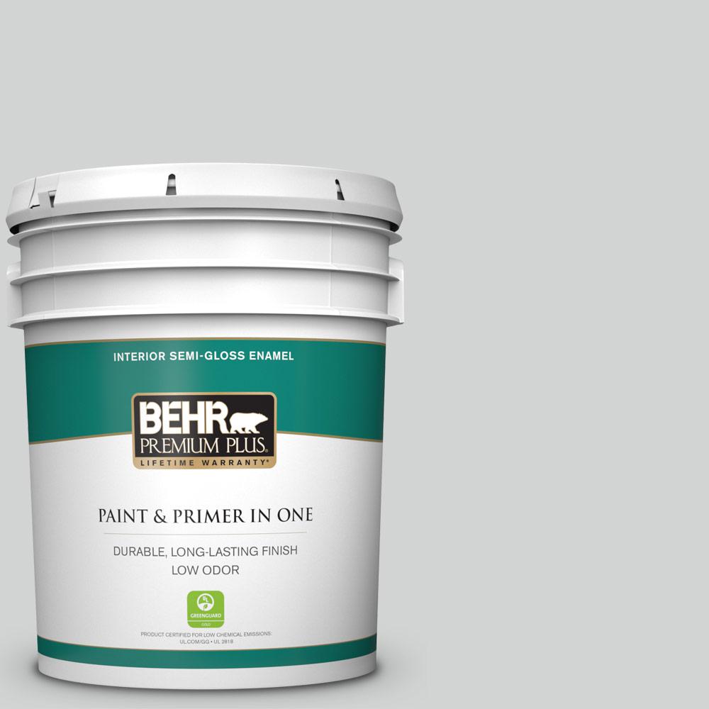 BEHR PREMIUM PLUS 5 Gal. #PPU26-11 Platinum Semi-Gloss Enamel Low Odor ...