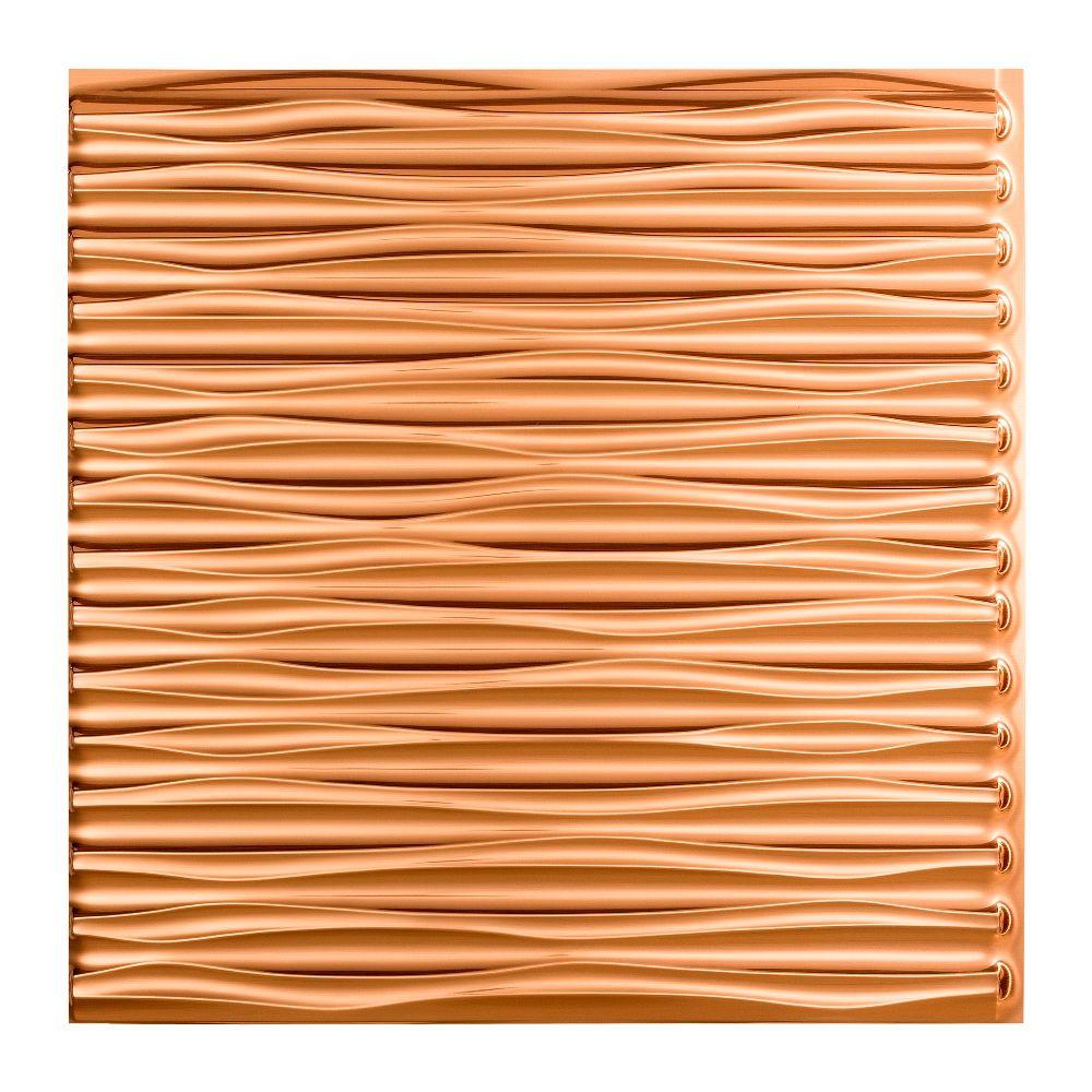 Fasade Dunes Horizontal 2 Ft X 2 Ft Glue Up Vinyl Ceiling Tile In Polished Copper 20 Sq Ft Pg7525 The Home Depot