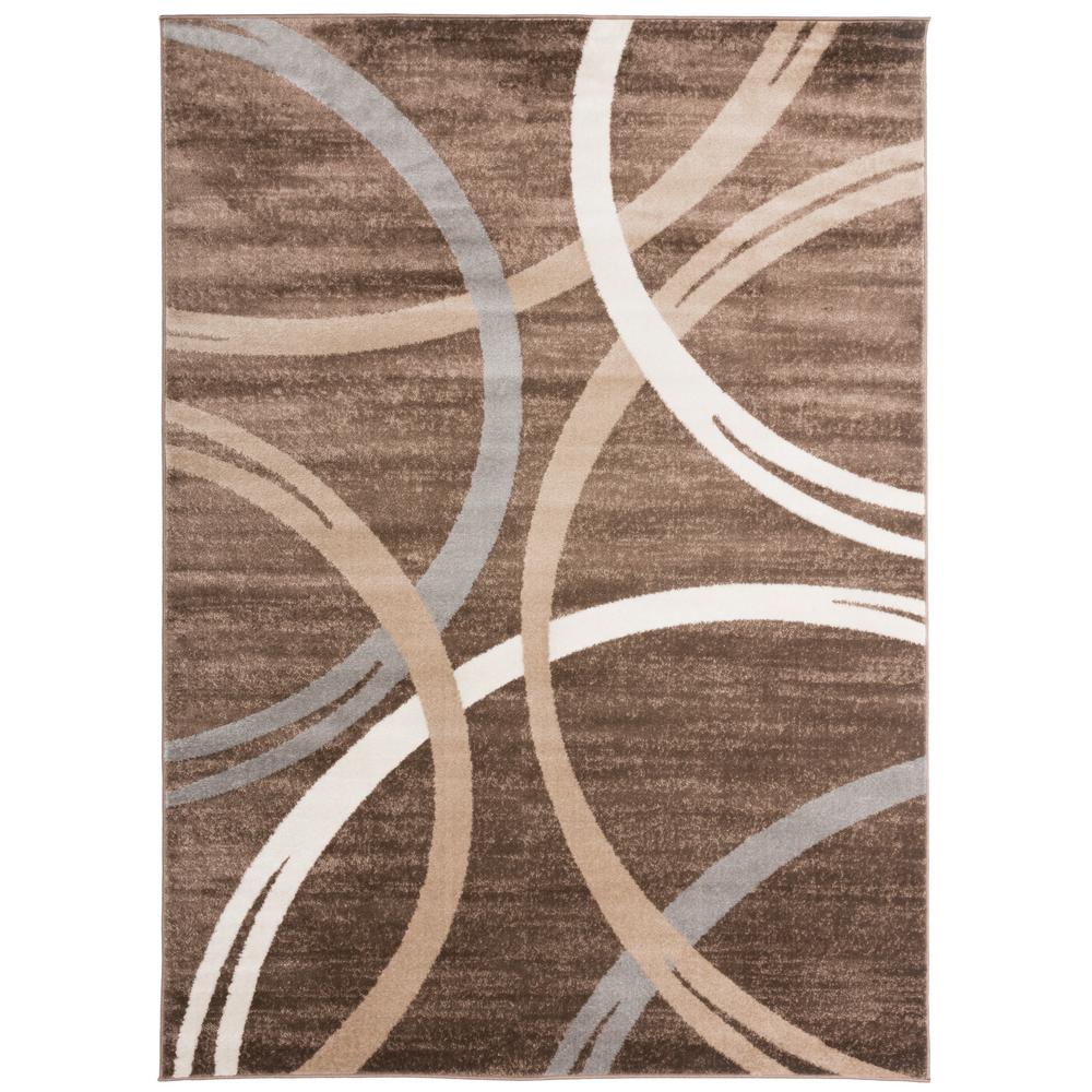 World Rug Gallery Modern Abstract Circles Brown 3 Ft 3 In X 5 Ft Indoor Area Rug 377 Brown 3367