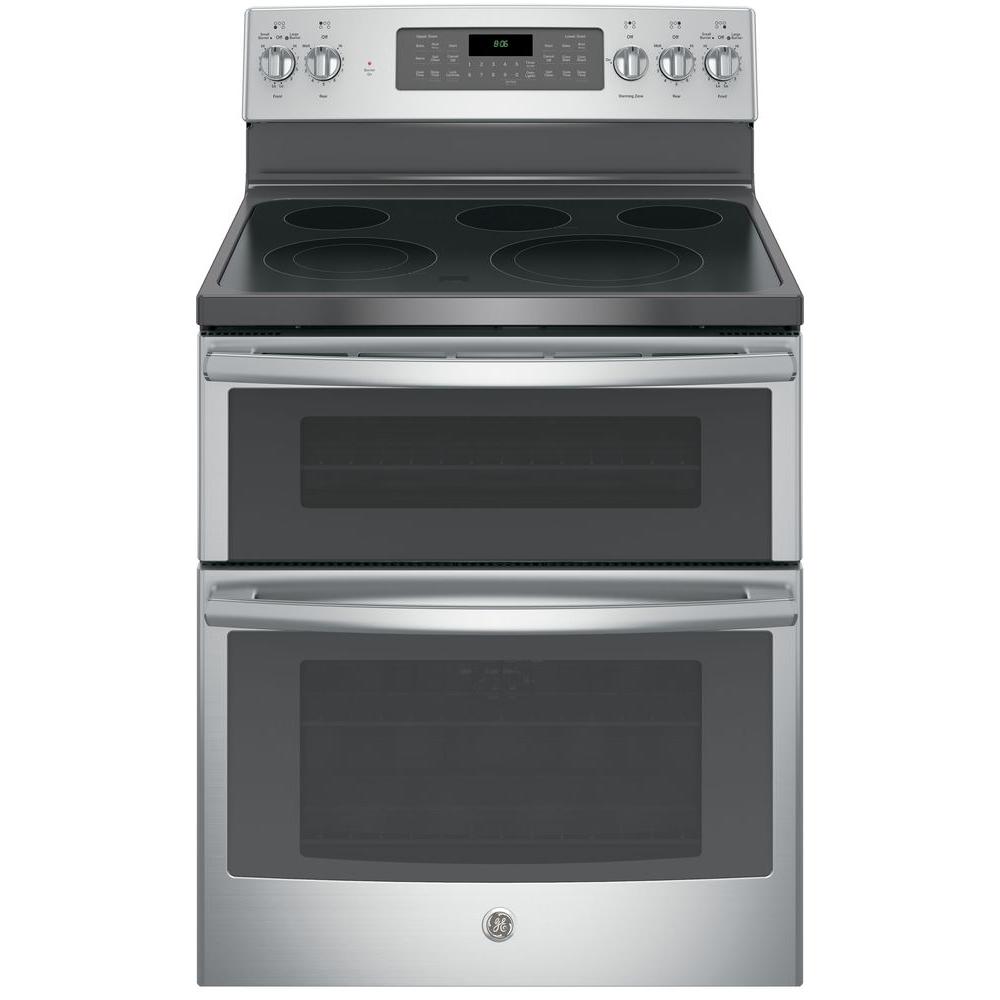 GE 6.6 cu. ft. Double Oven Electric Ran with Self-Cleaning and Convection Lower Oven in Stainless Steel, Silver was $1609.0 now $998.0 (38.0% off)