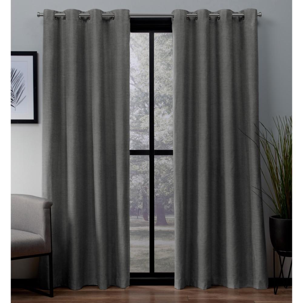 London Black Pearl Textured Linen Thermal Grommet Top Window Curtain