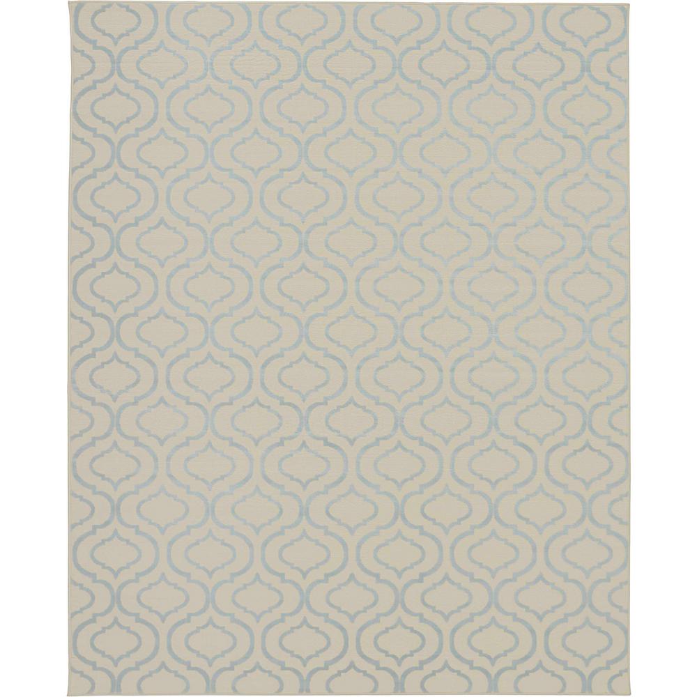 Nourison Jubilant JUB19 White and Blue 8 ft. x 10 ft. Large LowPile