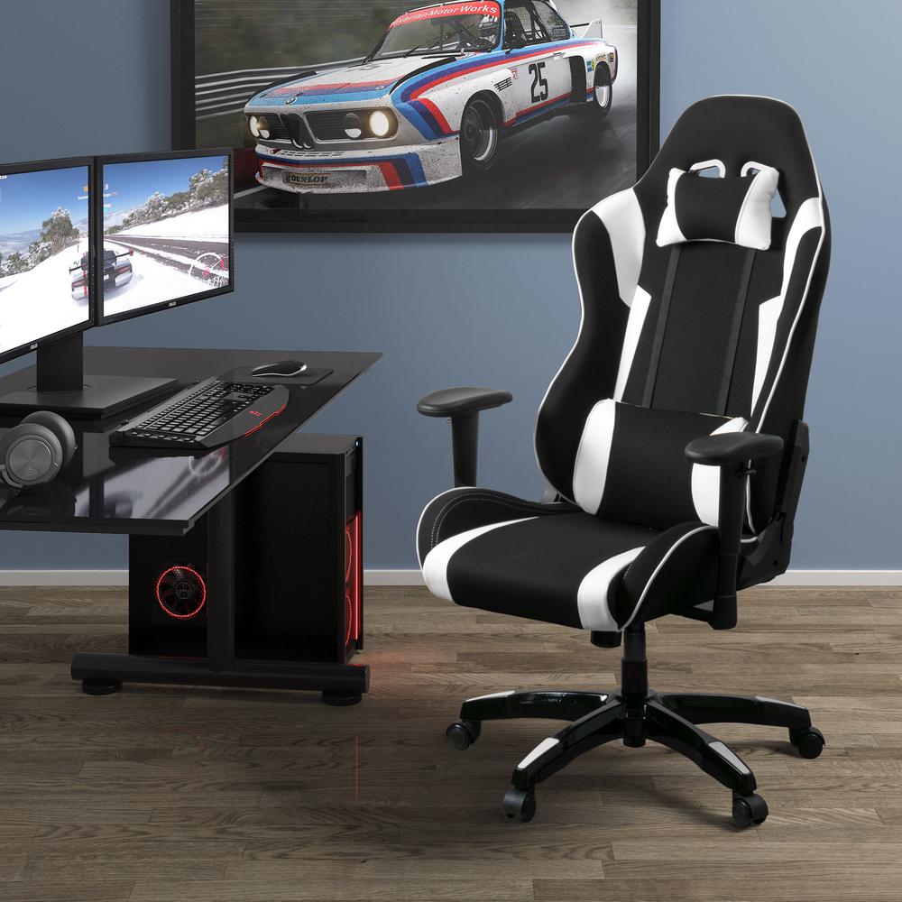 Corliving Black And White High Back Ergonomic Office Gaming Chair Corliving Black And White High Back Ergonomic Office Gaming Chair With Height Adjule Arms