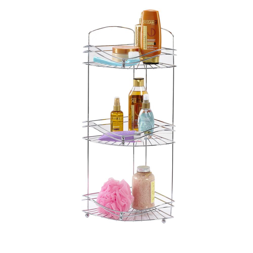 Bath Bliss Ocean Wave Design 3 Tier Corner Shelf In Glossy 3 Tier Corner Bath Shelf