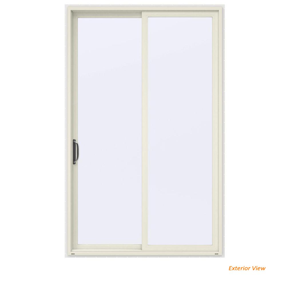 JELDWEN 60 in. x 96 in. V4500 Contemporary Vanilla Painted Vinyl LeftHand Full Lite Sliding