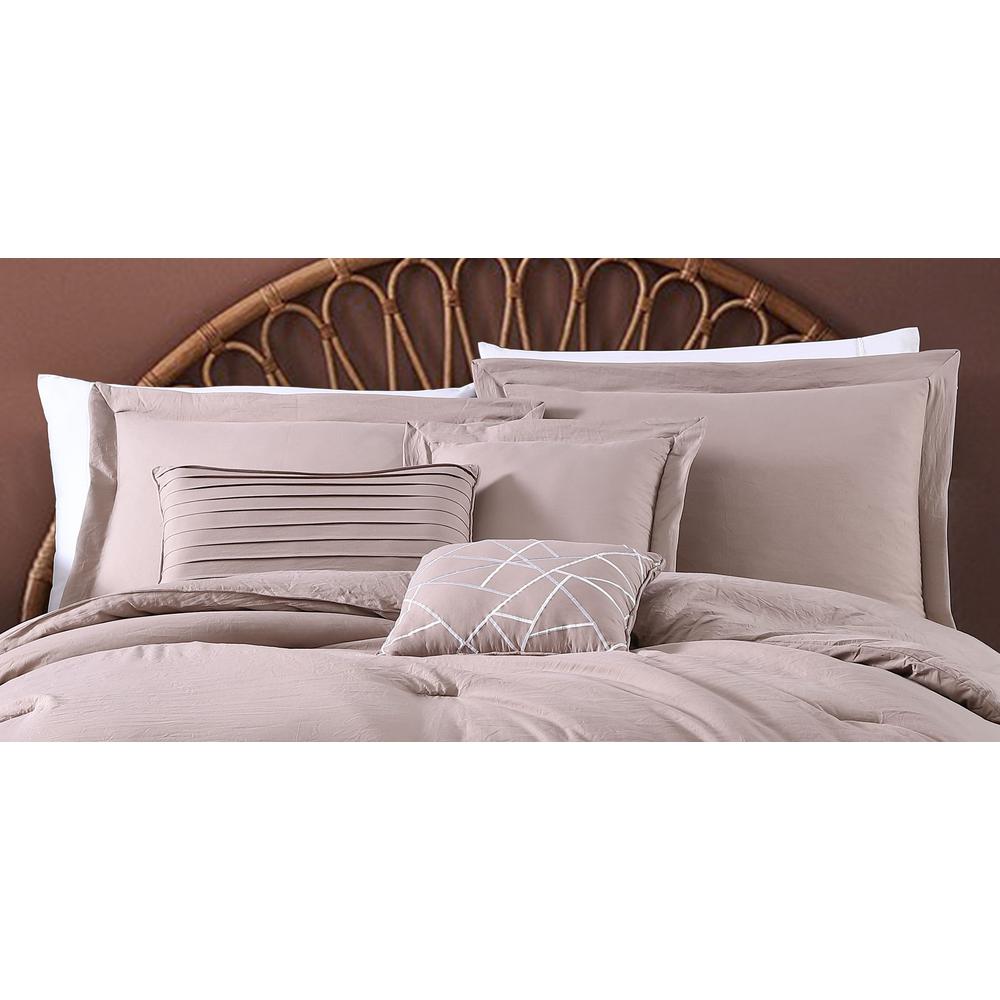 Robbie 6 Piece Taupe Solid Color Enzyme Washed Polyester Queen Size Comforter Set Rob6csquenghta The Home Depot