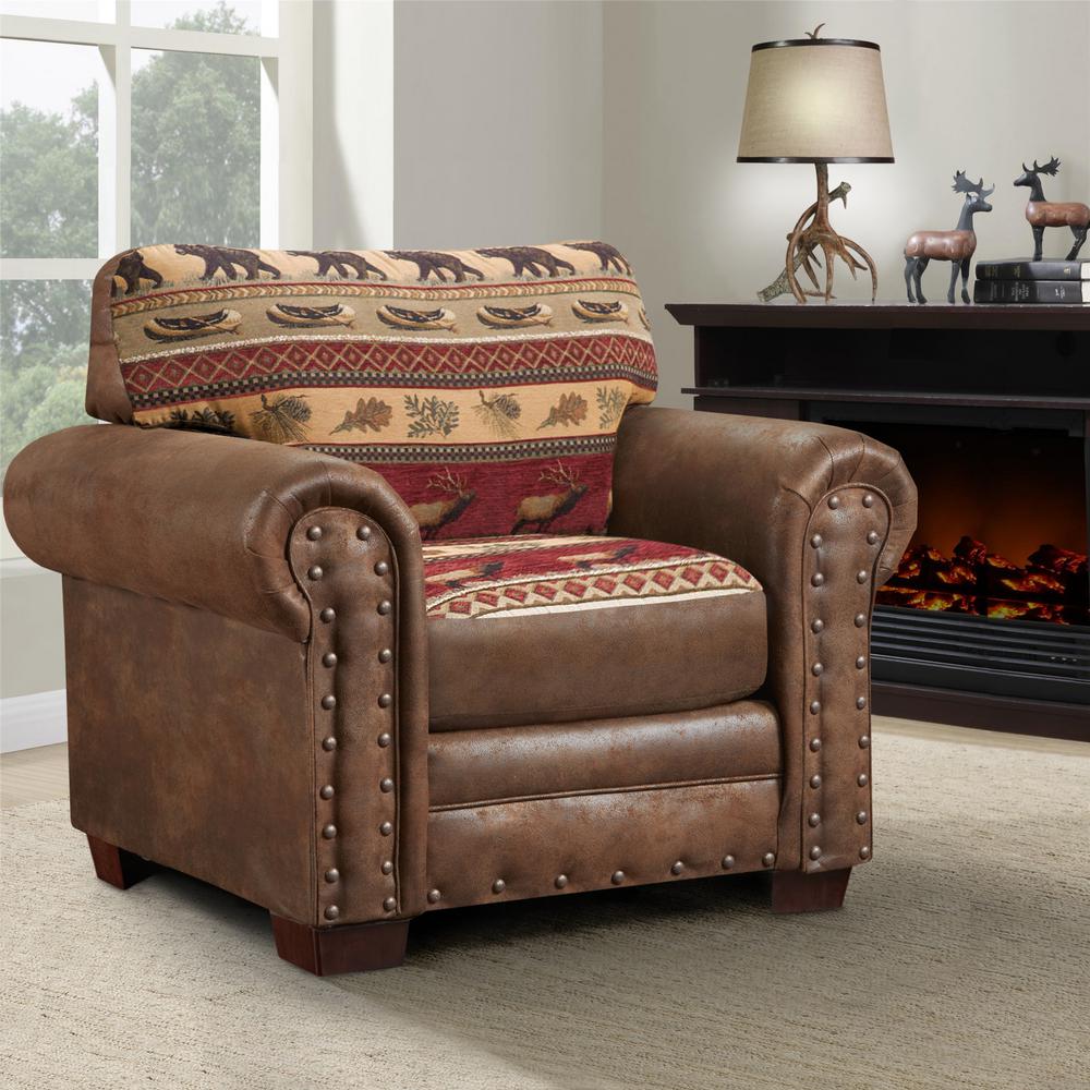 American Furniture Classics Sierra Lodge Tapestry Upholstered Chair 8501 10 The Home Depot