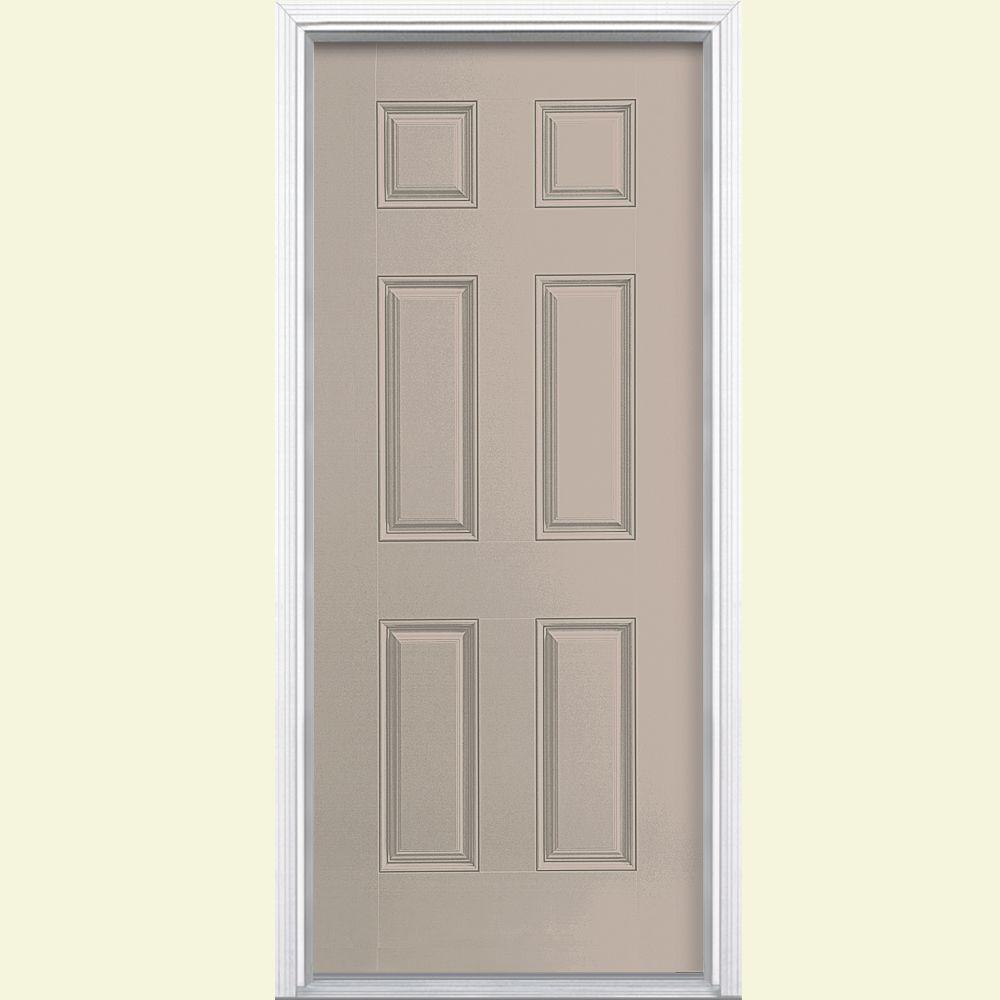 Masonite 36 In X 80 6 Panel Canyon View Right Hand Inswing 6 Panel Canyon View Right Hand Inswing Painted Smooth Fiberglass Prehung Front Door With Brickmold