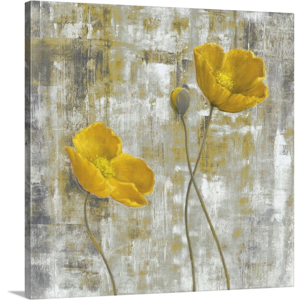 Yellow Flowers I By Black Canvas Wall Art