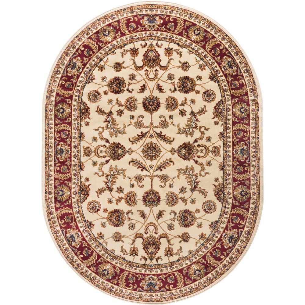 Tayse Rugs Sensation Beige 5 ft. 3 in. x 7 ft. 3 in. Oval Transitional
