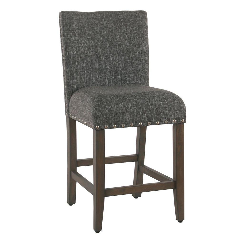 Homepop Upholstered 24 In Slate Gray Bar Stool K7570 F2182 The Slate Gray Bar Stool