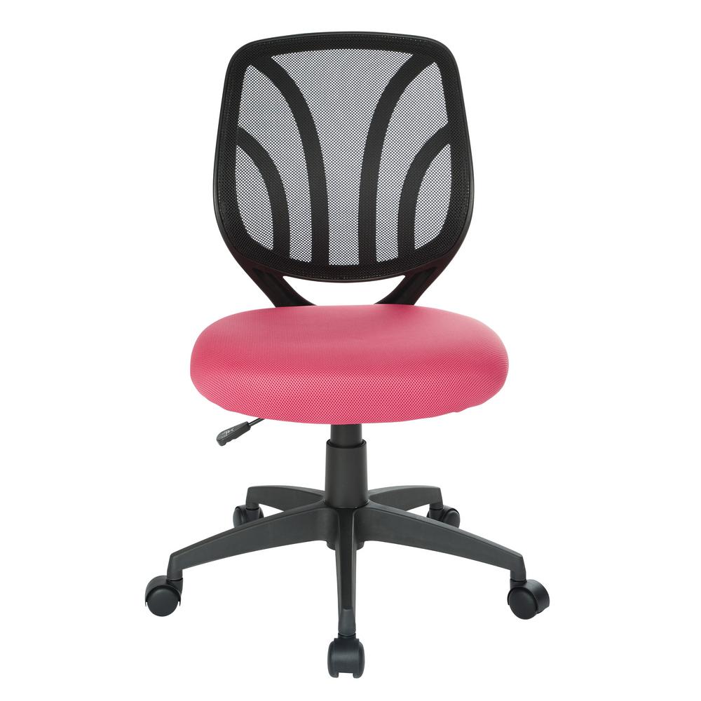 Office Star Products Pink Mesh Screen Back Armless Task
