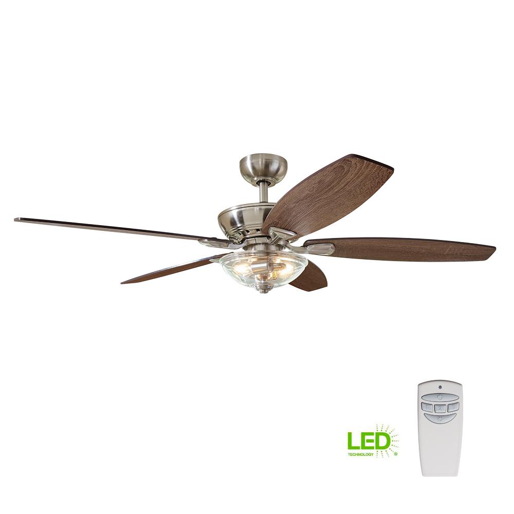 Hampton Bay Lyndhurst 52 In Led Brushed Nickel Ceiling Fan