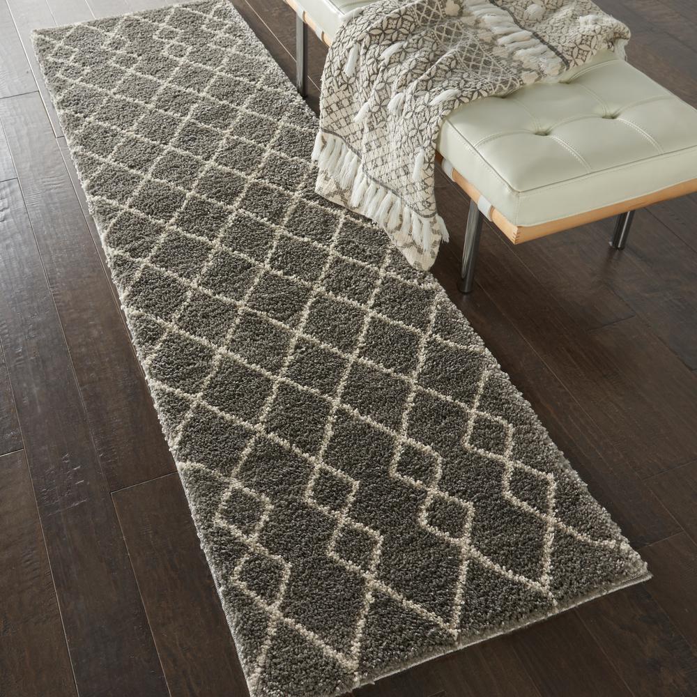 Nourison Geometric Grey 2 Ft X 8 Plush Hallway Runner Plush Hallway Runner