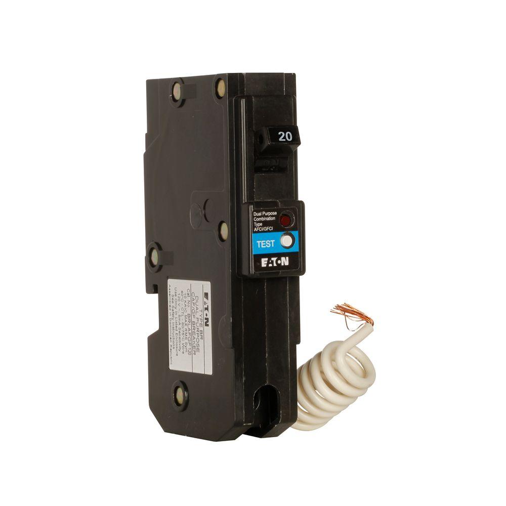 Eaton 20 Amp 1 in. Single-Pole Type BR Replacement Circuit Breaker ...