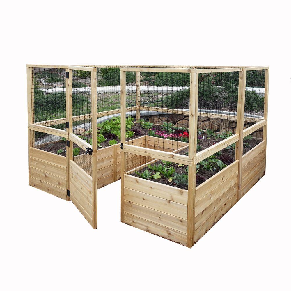 Outdoor Living Today 8 ft. x 8 ft. Cedar Raised Garden Bed with ...