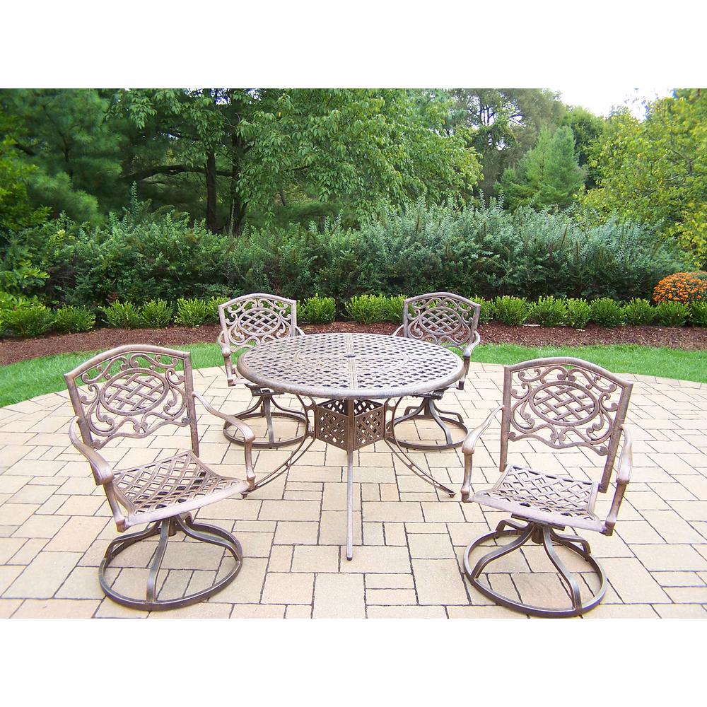 Elite Mississippi Antique Bronze 5 Piece Aluminum Outdoor Dining Set Elite Mississippi Antique Bronze 5 Piece Aluminum Outdoor Dining Set