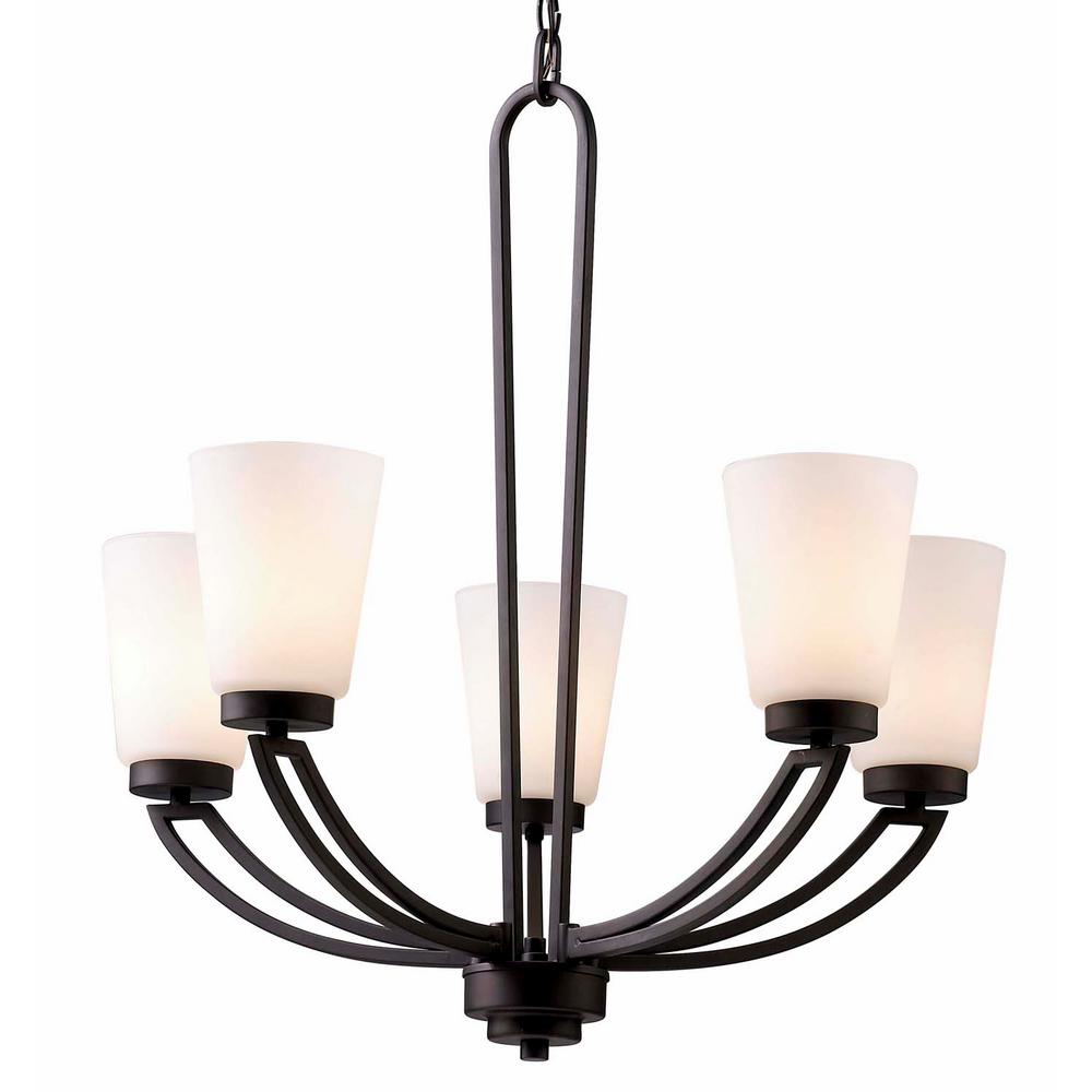 Canarm Somerset 5 Light Oil Rubbed Bronze Chandelier With Flat Opal Canarm Somerset 5 Light Oil Rubbed Bronze Chandelier With Flat Opal Glass Shade