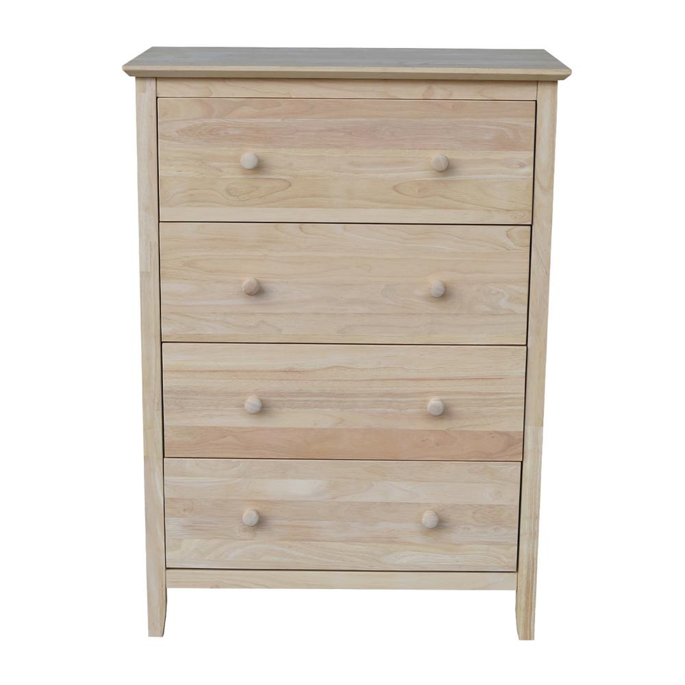 International Concepts Brooklyn 4 Drawer Unfinished Wood Chest Of