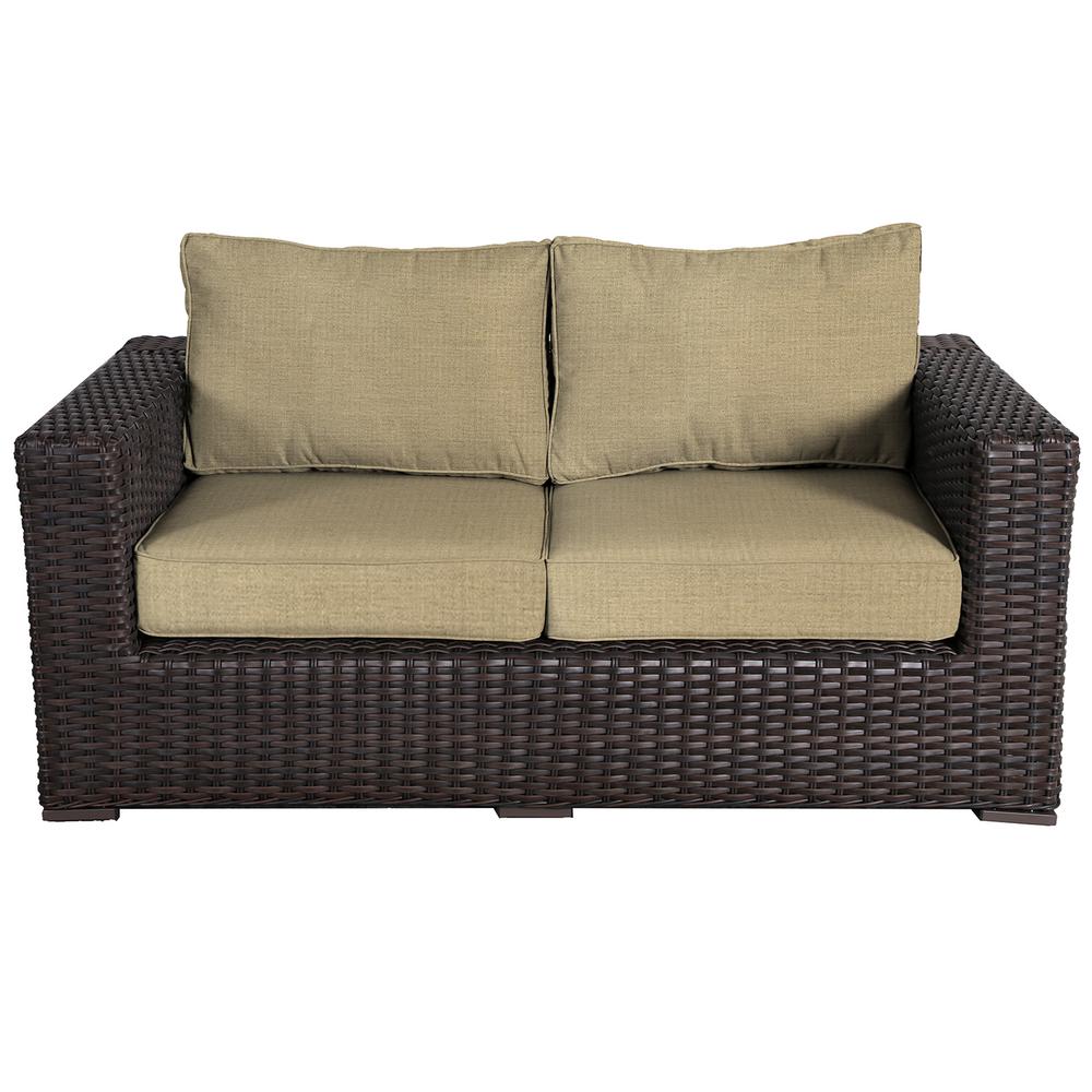 Envelor Santa Monica Patio Wicker Outdoor Loveseat With Sunbrella Patio Wicker Outdoor Loveseat